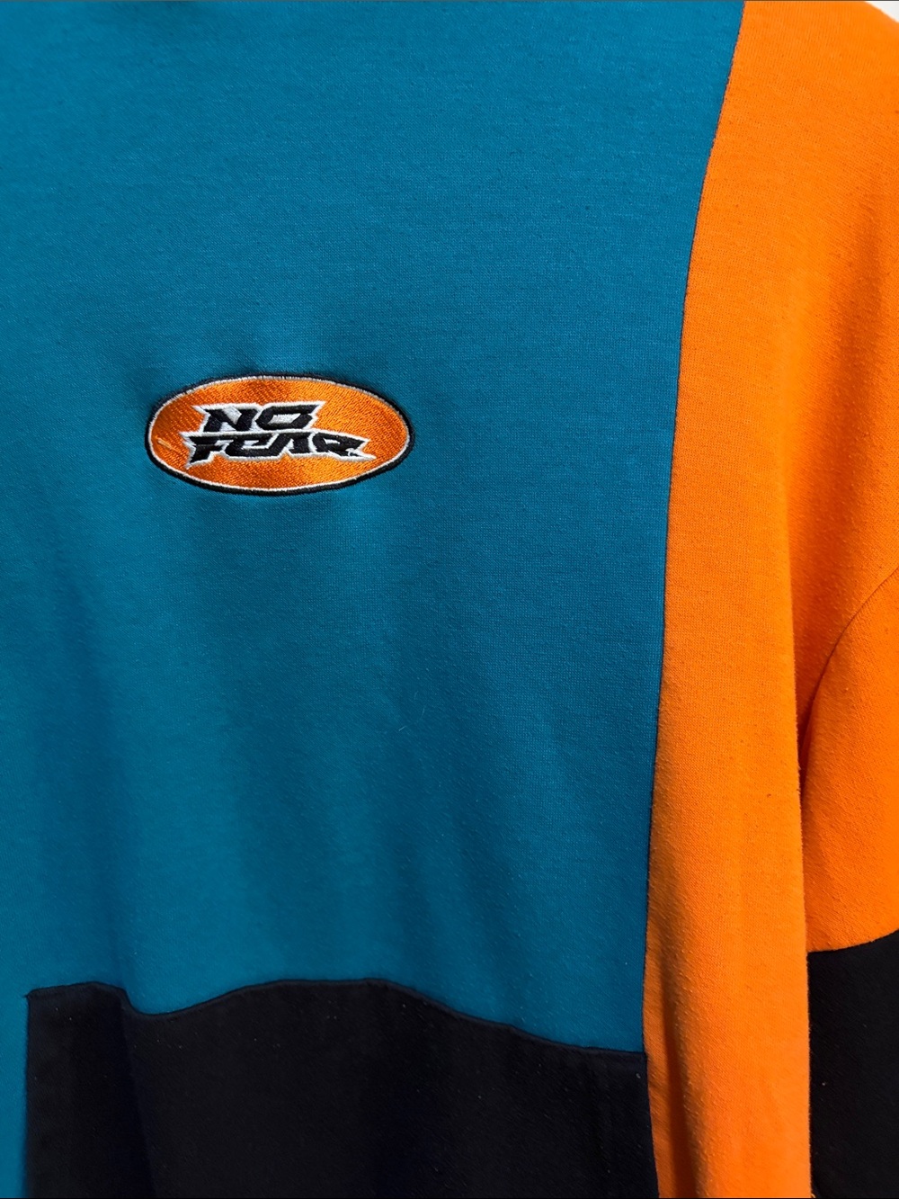 Y2K No Fear Color Block Hoodie Y2K Skate Streetwear Oversized Large
